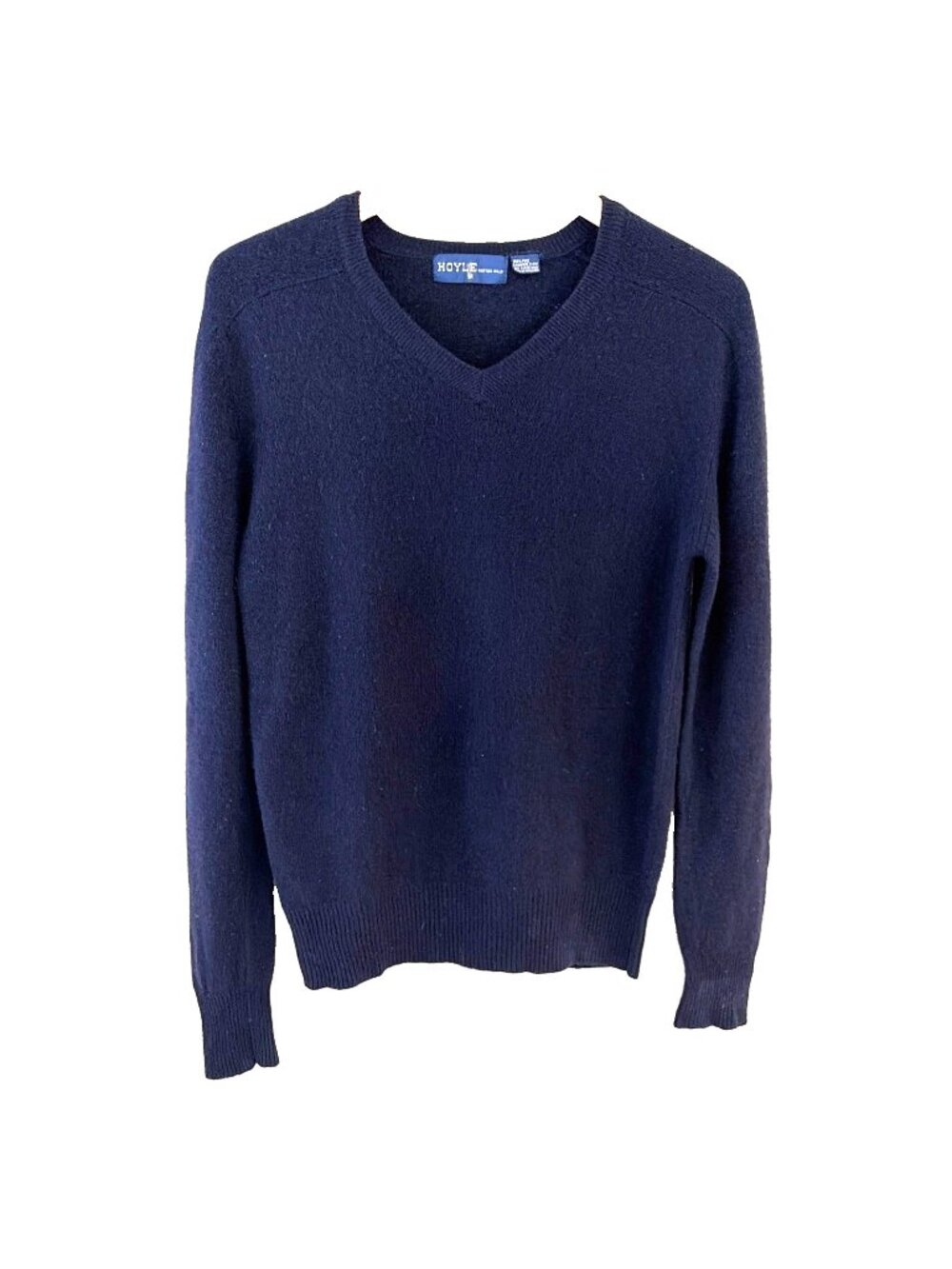 Vintage Women's 2 Ply Cashmere Sweater Size M Navy Blue V-Neck Old Money